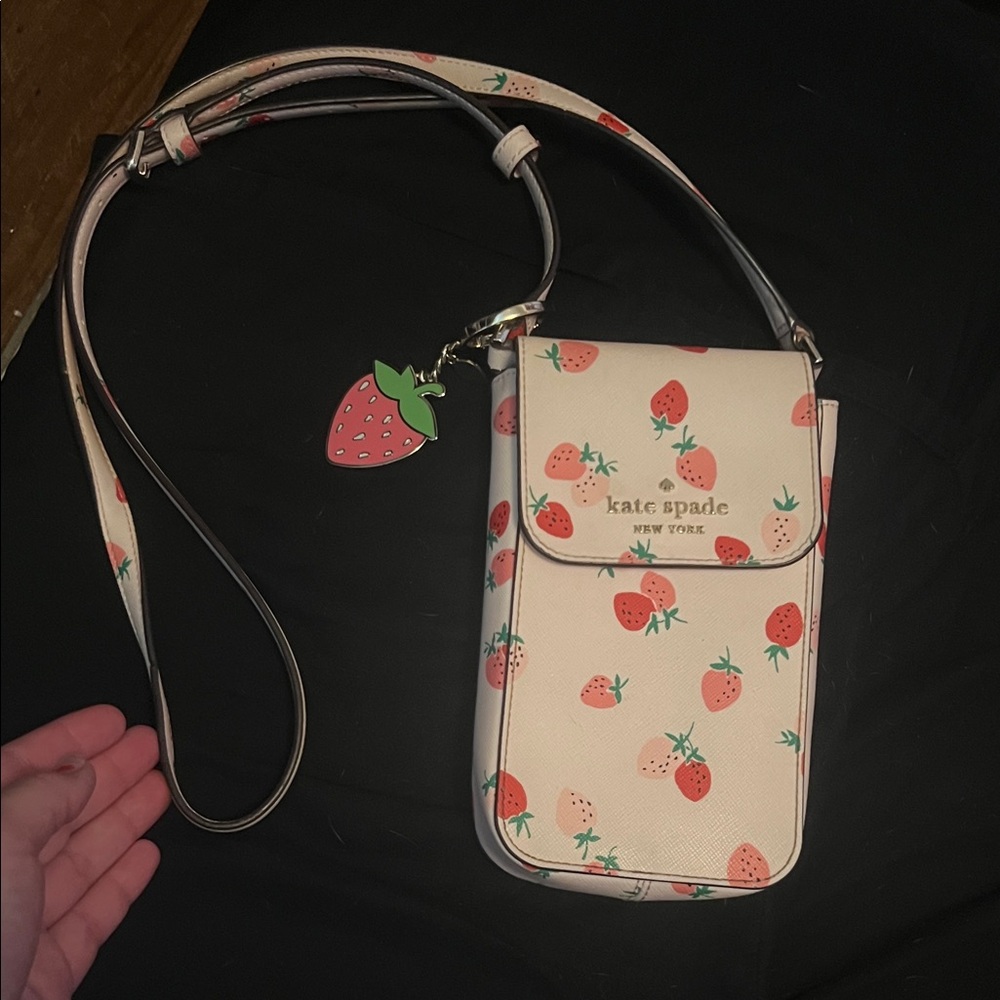 Kate Spade light pink and Red Strawberry Print Crossbody